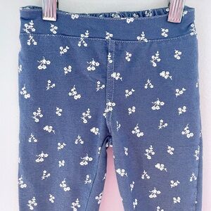4/$20💥Wildflower Print Denim Look Relaxed Leggings / Joggers, White Medium Blue